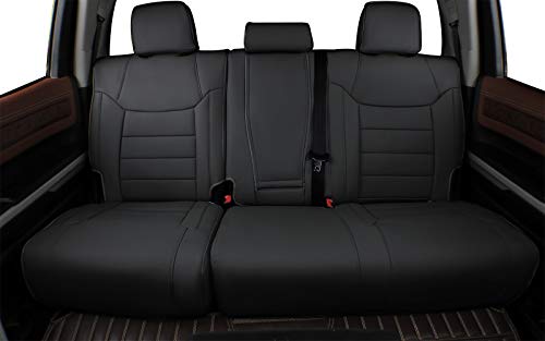 EKR Custom Fit Full Set Car Seat Covers for Select Toyota Tundra 2022 2023 2024 - Leatherette (Black) - Image 5