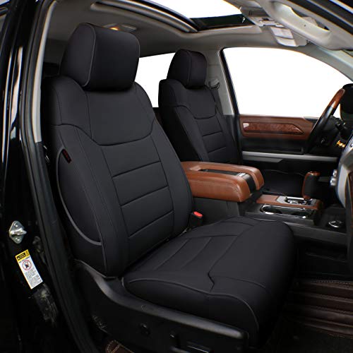 EKR Custom Fit Full Set Car Seat Covers for Select Toyota Tundra 2022 2023 2024 - Leatherette (Black) - Image 1