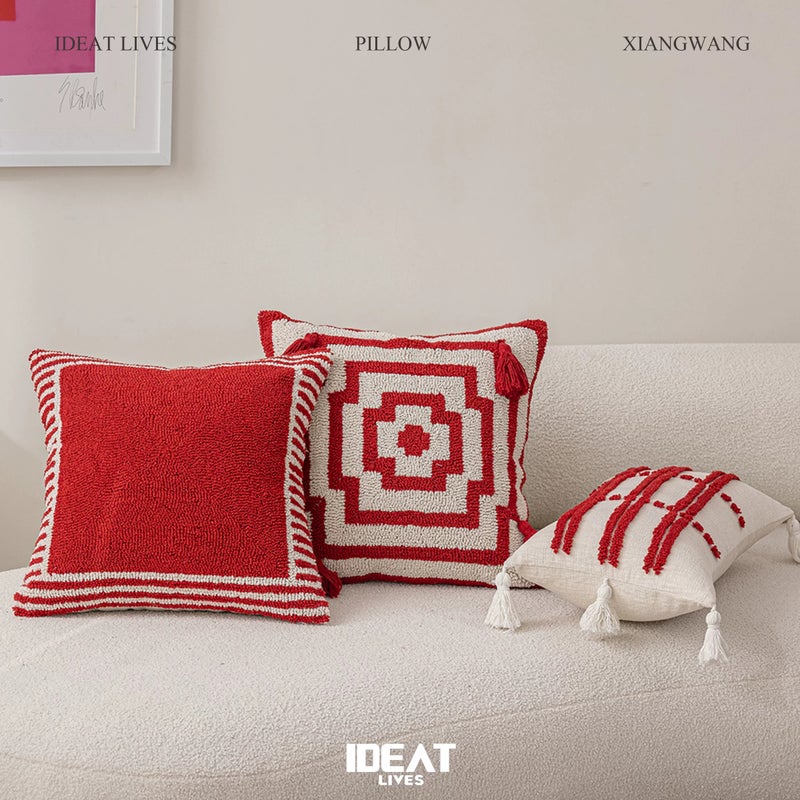 Nordic style high-end living room sofa cushion festive red pillow cushion cushion cover New Year wedding decoration cushion - Image 3
