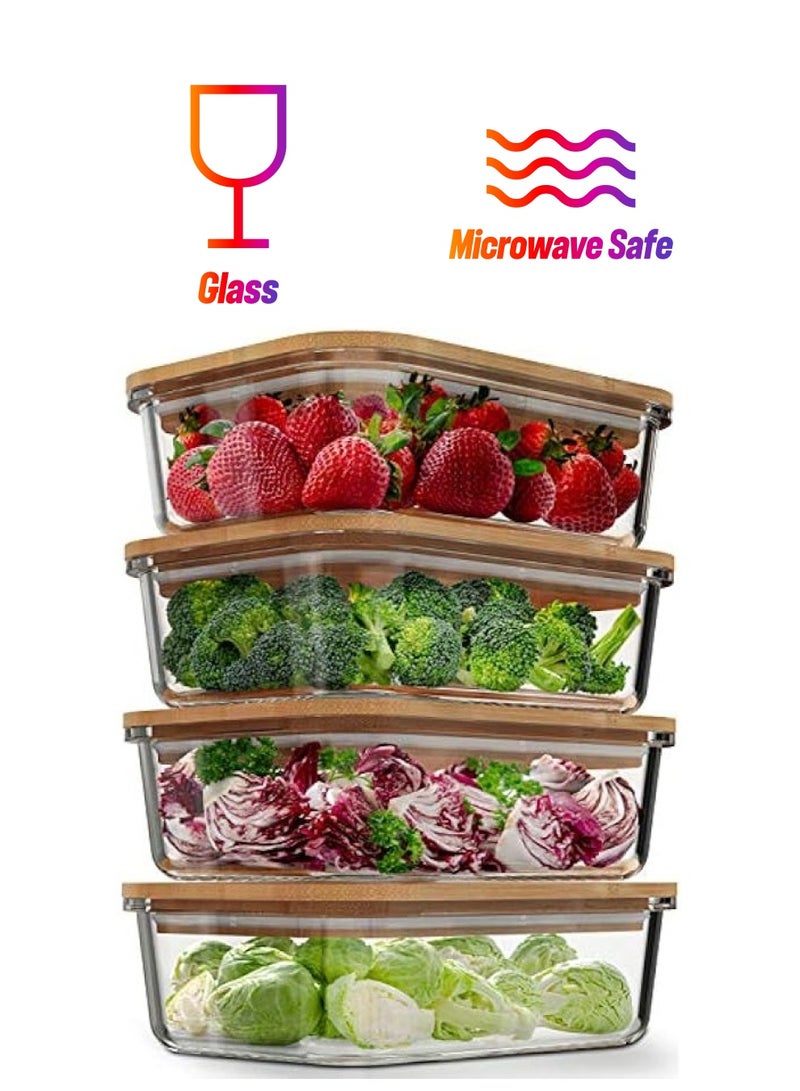 erorex Food Storage Containers with Bamboo Lids (4 Pack, 36 Ounce) Eco Friendly Meal Prep Containers Airtight – Plastic Free, BPA Free  - Image 1