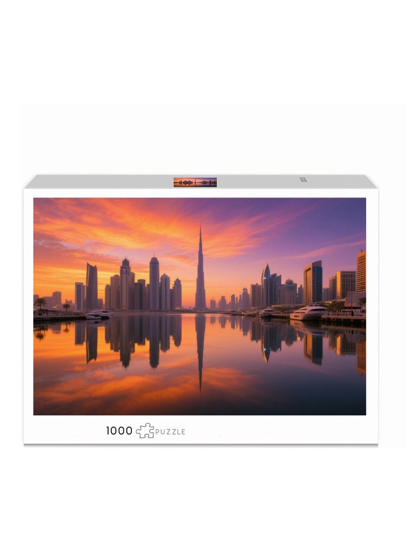 Dubai Twilight Skyline 1000 Piece Puzzle - Enchanting City Landscape Tour - Image 1