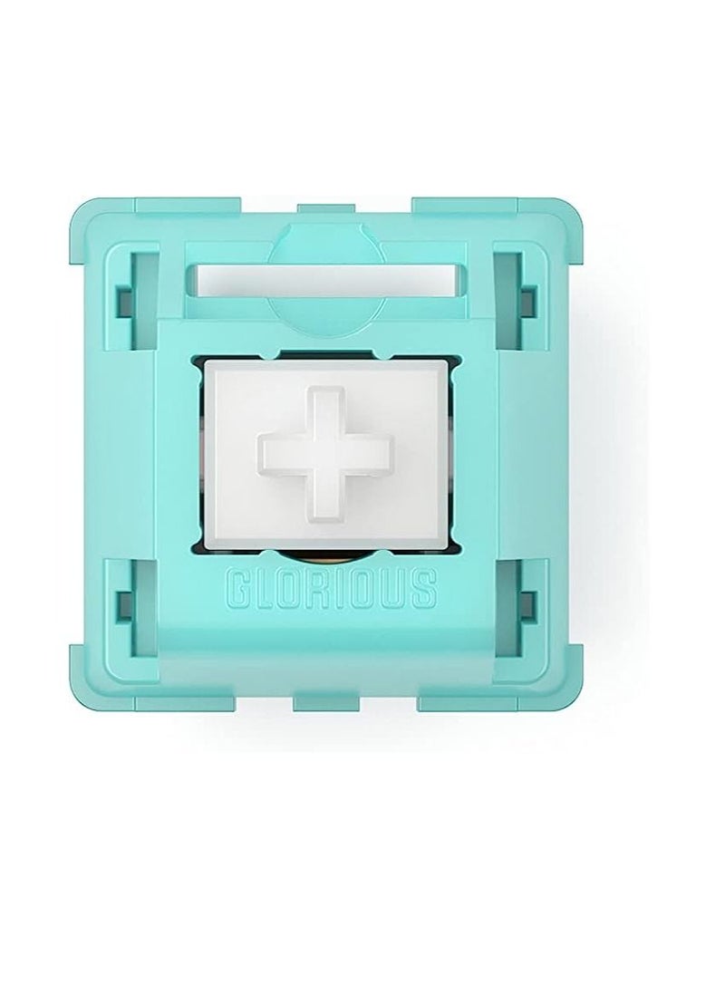 Glorious - Premium: 5 Pin PCB mounted linear switch; Unique light blue polycarbonate top shell with Glorious branding + Nylon PA12 bottom shell; The ultimate premium mechanical keyboard switch - Image 1