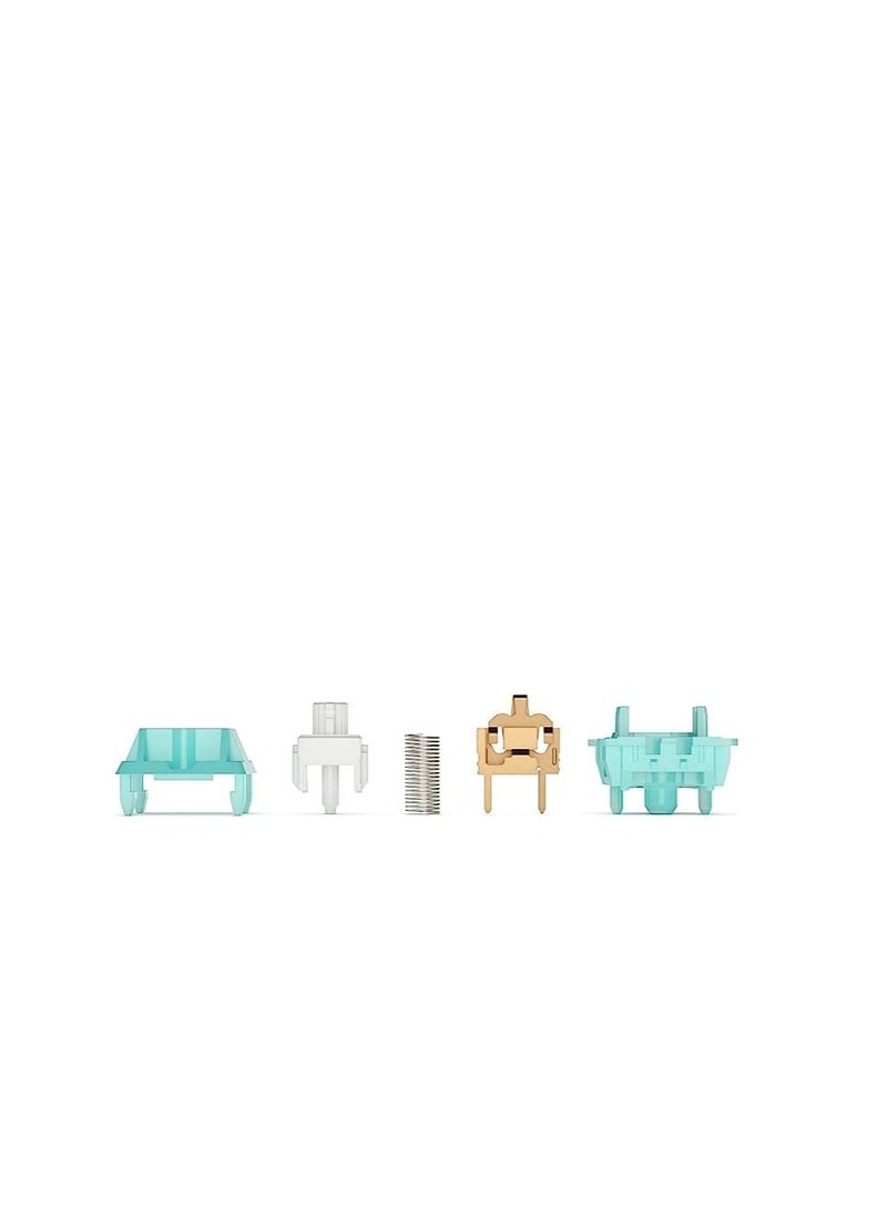 Glorious - Premium: 5 Pin PCB mounted linear switch; Unique light blue polycarbonate top shell with Glorious branding + Nylon PA12 bottom shell; The ultimate premium mechanical keyboard switch - Image 1