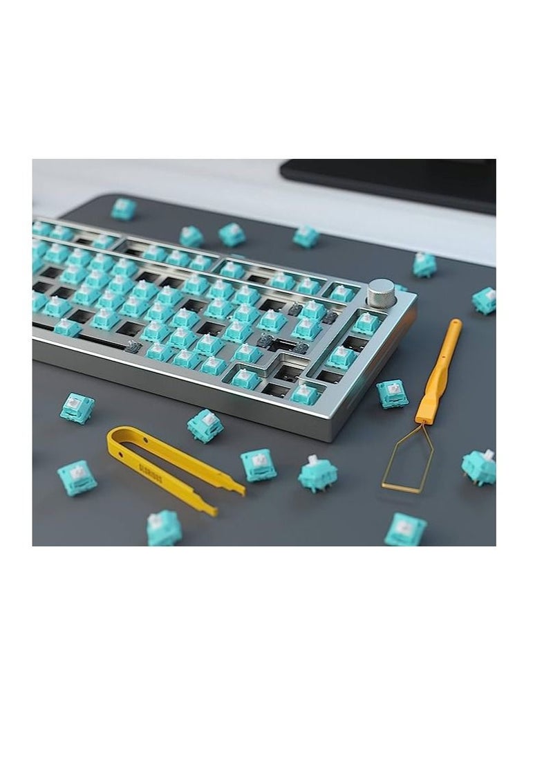Glorious - Premium: 5 Pin PCB mounted linear switch; Unique light blue polycarbonate top shell with Glorious branding + Nylon PA12 bottom shell; The ultimate premium mechanical keyboard switch - Image 1