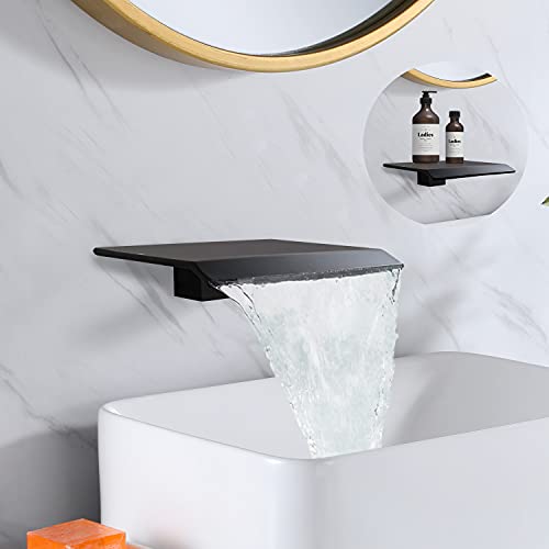 AZOS Wall Mount Tub Spout Waterfall Tub Filler Faucet for Bathroom Multiple Uses, High Flow Bathtub Cascade Waterfall Spout Fixtures Bathroom Bathtub Faucets, Matte Black - Image 2