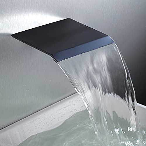 AZOS Wall Mount Tub Spout Waterfall Tub Filler Faucet for Bathroom Multiple Uses, High Flow Bathtub Cascade Waterfall Spout Fixtures Bathroom Bathtub Faucets, Matte Black - Image 1