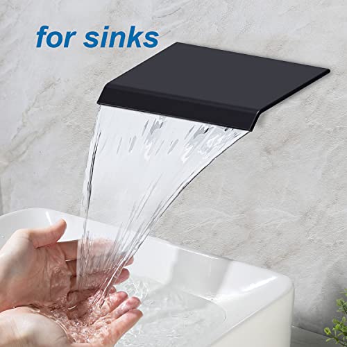 AZOS Wall Mount Tub Spout Waterfall Tub Filler Faucet for Bathroom Multiple Uses, High Flow Bathtub Cascade Waterfall Spout Fixtures Bathroom Bathtub Faucets, Matte Black - Image 3