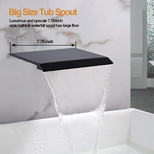 AZOS Wall Mount Tub Spout Waterfall Tub Filler Faucet for Bathroom Multiple Uses, High Flow Bathtub Cascade Waterfall Spout Fixtures Bathroom Bathtub Faucets, Matte Black - Image 5