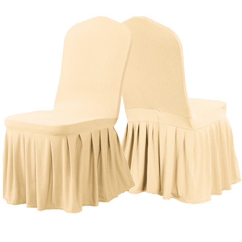 Dimatic Dimatic Dining Room Chair Covers Set of 2  Stretch Parsons Slipcovers with Skirt Super Fit Spandex Chair Seat Protector Cover for Dining Room  Hotel  Ceremony (Champagne) - Image 4