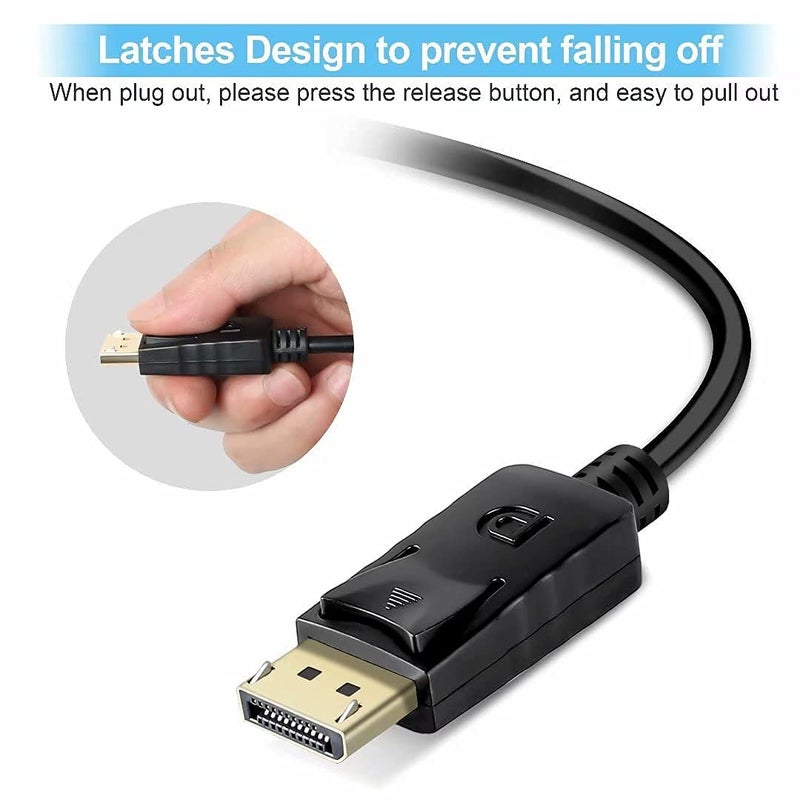 FENTICO Display Port DP Male to HDMI Cable Male Port 1080P 1.8 m HDMI Cable (Compatible with HDTV, Smart-TV, Projector, Laptop, Desktop, HD-Monitor, Gaming Device, (Black) - Image 2