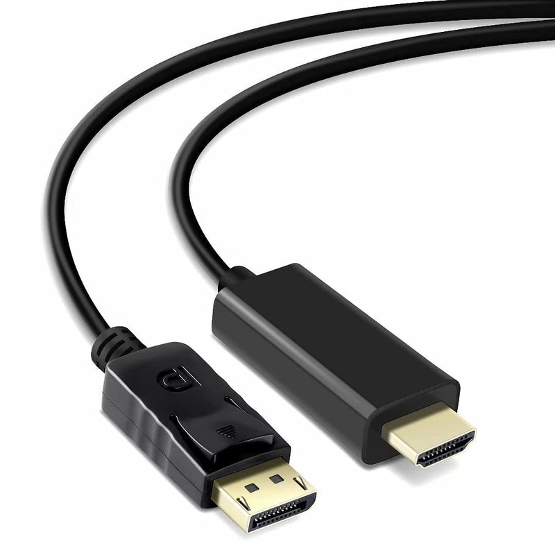 FENTICO Display Port DP Male to HDMI Cable Male Port 1080P 1.8 m HDMI Cable (Compatible with HDTV, Smart-TV, Projector, Laptop, Desktop, HD-Monitor, Gaming Device, (Black) - Image 1