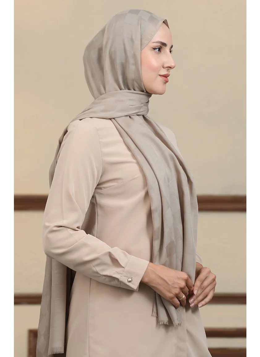 Sefa Merve Cotton Jacquard Shawl 2071-07 Mink
