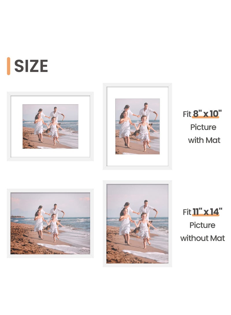 ميكسد مجموعة إطارات الصور ، ما مجموعه 5 ، عرض الصور 8x10 مع حصيرة أو 11x14 بدون حصيرة ، إطار الصورة جدار الشرفة ، أبيض - Image 2