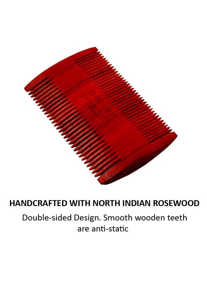 Parker Safety Razor Parker'S Premium Rosewood Two Sided Beard & Mustache Comb With Deluxe Felt Case  - Image 2