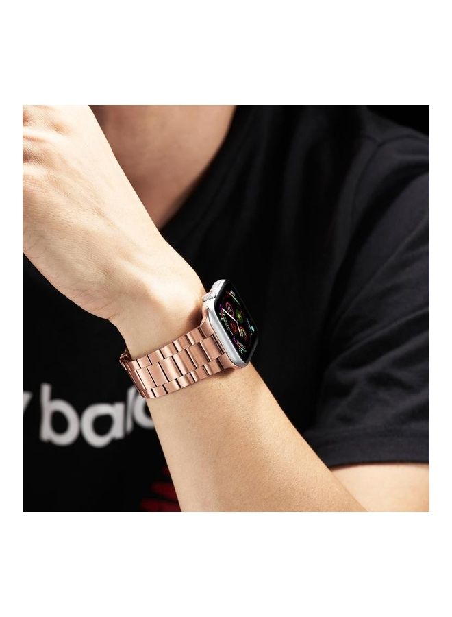 نيبمينينت سوار بديل من الستانلس ستيل لساعة أبل سيريس 7/6/5/4/3/2/1/SEمقاس 38/40/41 مم وردي ذهبي - Image 5