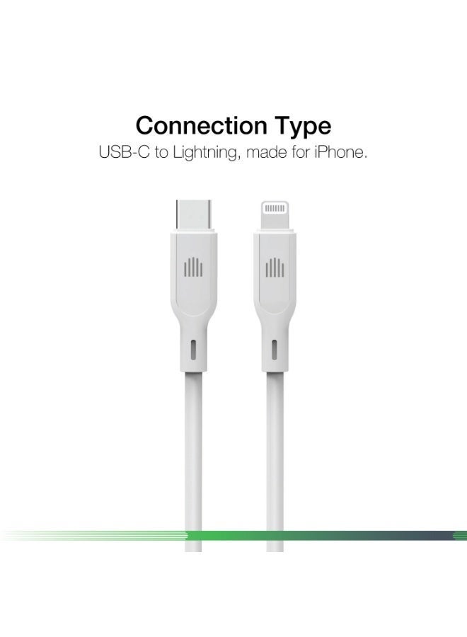 DVICED USB-C to lightning Charging & Data transfer 1.25m silicone cable  - White - Image 2