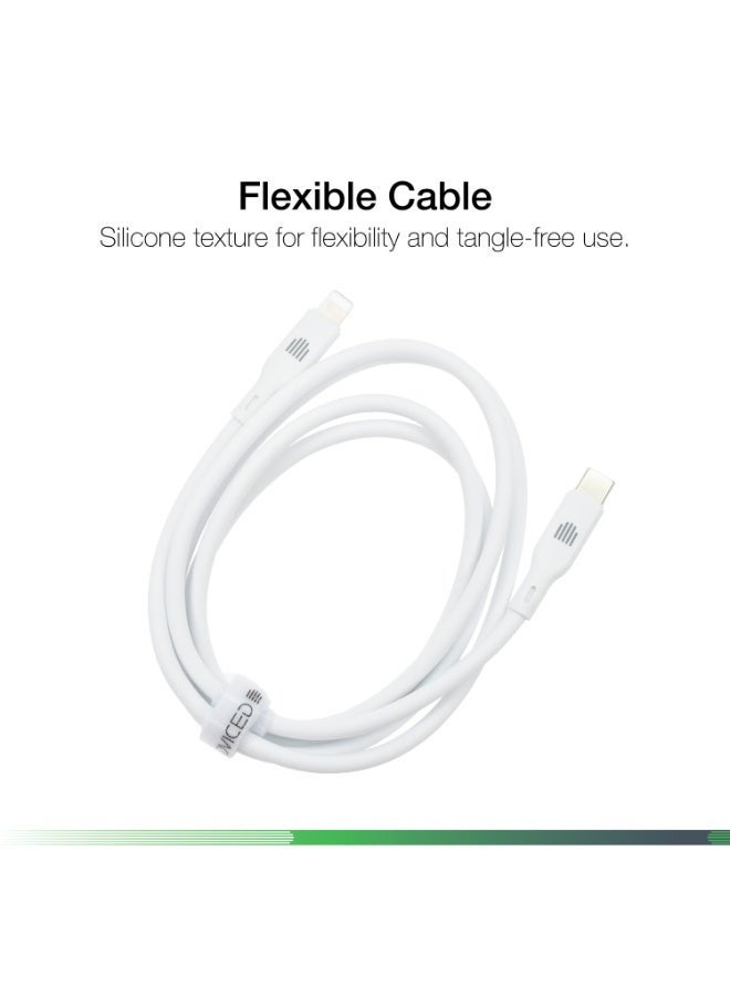 DVICED USB-C to lightning Charging & Data transfer 1.25m silicone cable  - White - Image 4