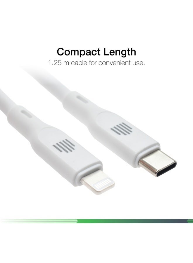 DVICED USB-C to lightning Charging & Data transfer 1.25m silicone cable  - White - Image 3