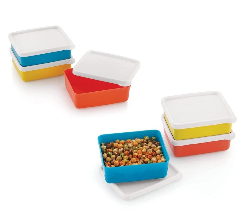 pass pass Square Plastic Multicolor Lunch Box, Tiffin Box Set (6) - Image 4