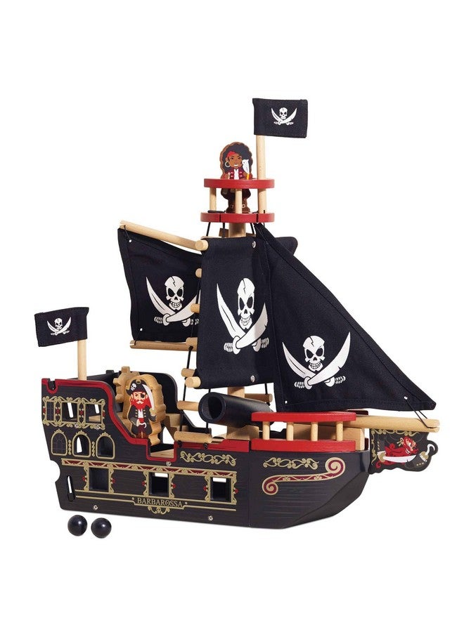 Le Toy Van مجموعة سفينة القراصنة بارباروسا من لي توي فان - ألعاب خشبية فاخرة للأطفال من عمر 3 سنوات وما فوق - Image 1