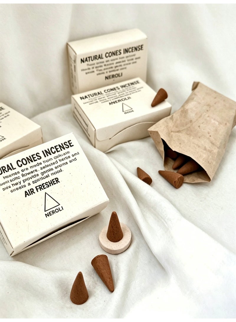 Aromancy Neroli (Bitter Orange) Incense Cones Set, 1 Box Natural Handmade Oud Incense Cones ( about 25pcs ) , Long Lasting Citrus Aroma for Meditation, Prayer, Yoga, Home Fragrance & Relaxation - Image 1