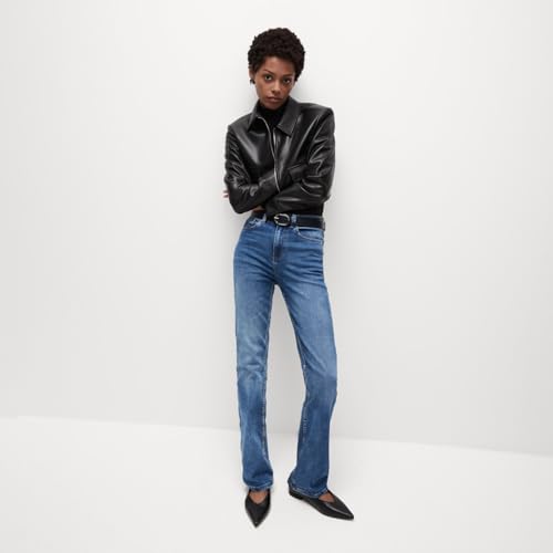 Marks & Spencer Solid Blue Cotton Womens Eva Bootcut Jeans - Image 3