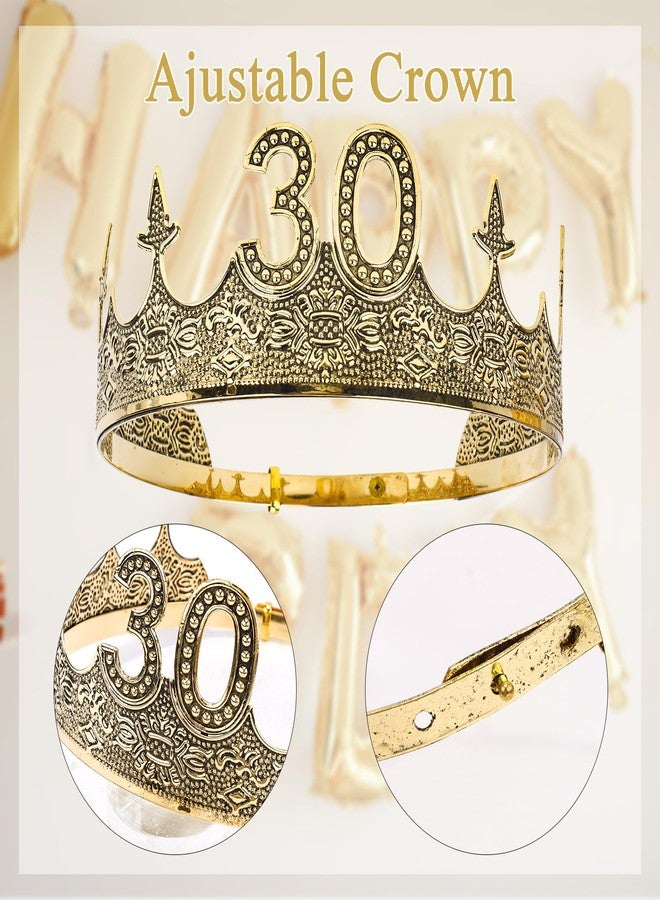 هابدو طقم هابدو لعيد الميلاد الثلاثين - وشاح وتاج ملكي - زينة وهدايا عيد الميلاد الثلاثين للرجال - تاج ملكي ووشاح لامع - هدايا تذكارية لحفلة عيد الميلاد الثلاثين - Image 2