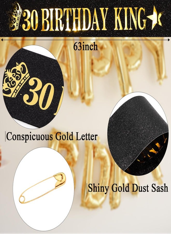 هابدو طقم هابدو لعيد الميلاد الثلاثين - وشاح وتاج ملكي - زينة وهدايا عيد الميلاد الثلاثين للرجال - تاج ملكي ووشاح لامع - هدايا تذكارية لحفلة عيد الميلاد الثلاثين - Image 3
