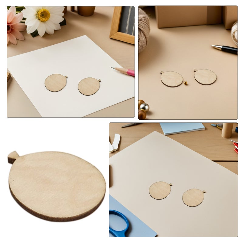 200pcs Mini Balloon Wood Cutouts - Unfinished Wood Round Circles - Blank Discs Pieces Slices - for DIY Projects Wedding Birthday Decorations - Image 2