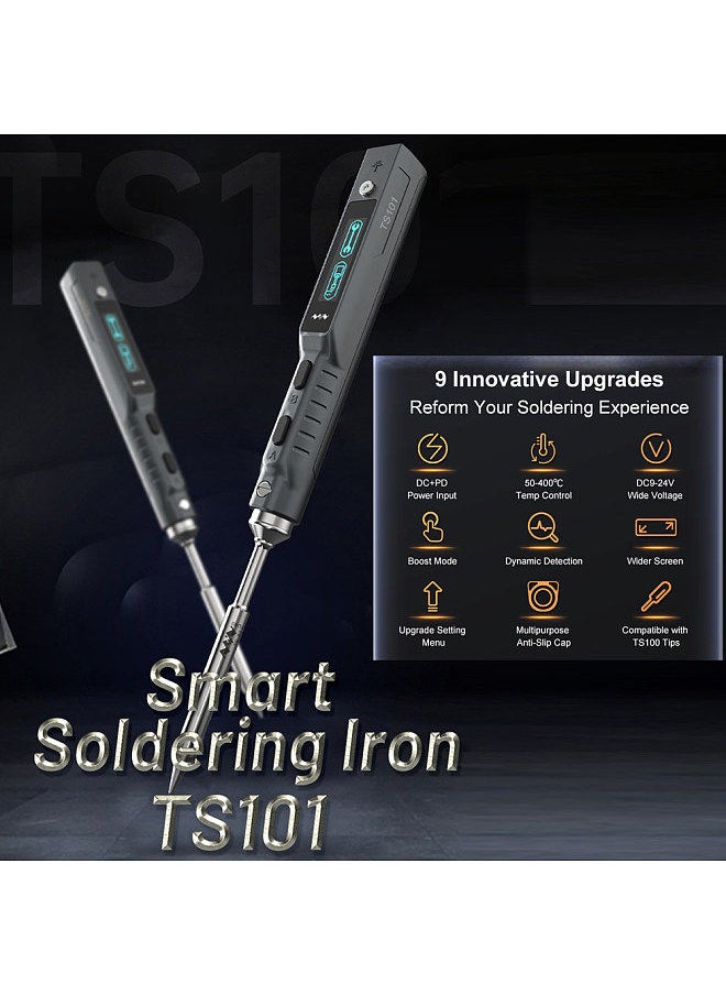 Mini Intelligent Soldering Station Portable Soldering Iron Two Power Supplying Mode 50-400 ℃ Temperature Regulation Dynamic Detection DC9-24V Wide Voltage