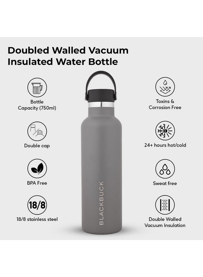 Blackbuck Stainless Steel Vacuum Insulated Water Bottle Flask- 24hr Hot & Cold, 750ml | Easy to Carry, Rust-Proof, Leak-Proof |Ideal for Office, Gym, Hiking, Travel | Free Sipper Cap (Grey) - Image 2