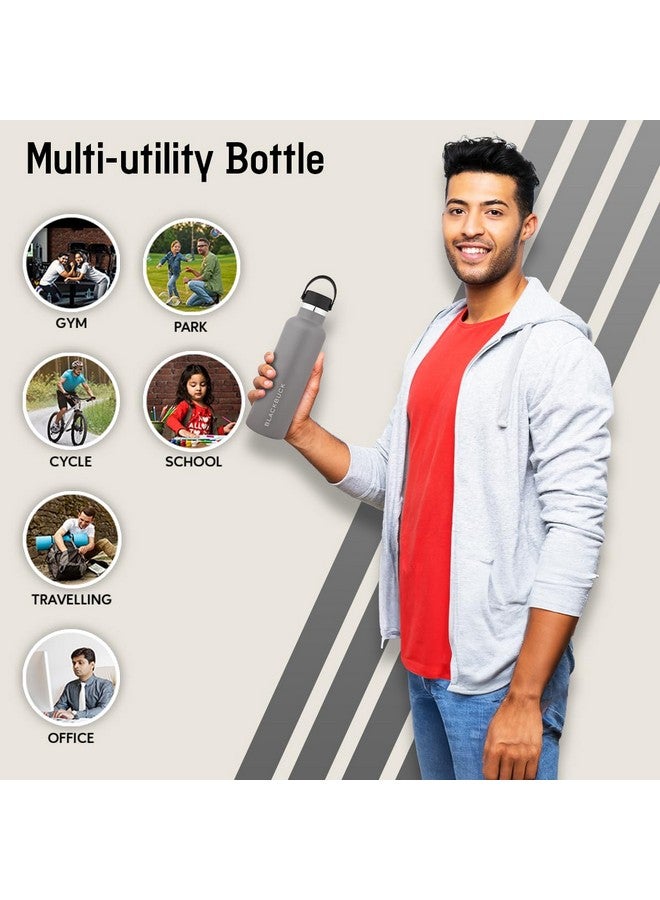 Blackbuck Stainless Steel Vacuum Insulated Water Bottle Flask- 24hr Hot & Cold, 750ml | Easy to Carry, Rust-Proof, Leak-Proof |Ideal for Office, Gym, Hiking, Travel | Free Sipper Cap (Grey) - Image 3