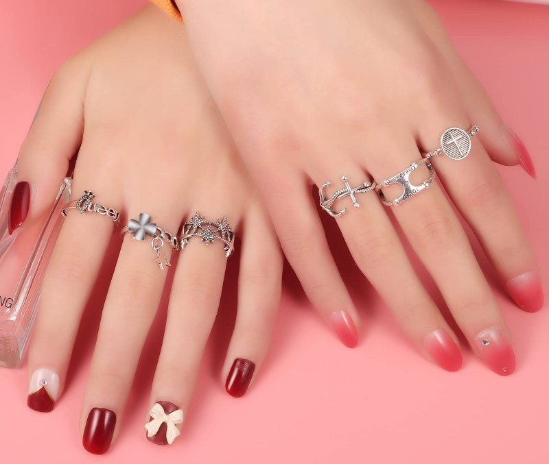 Tamhoo 16 PCS Cool Grunge Fidget Ring Set - Gifts for Women (Christmas, Birthday) - Aesthetic Mood Rings, Gothic Jewelry, Y2k, Vintage, Boho - Image 3