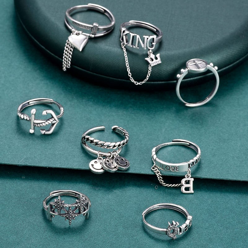 Tamhoo 16 PCS Cool Grunge Fidget Ring Set - Gifts for Women (Christmas, Birthday) - Aesthetic Mood Rings, Gothic Jewelry, Y2k, Vintage, Boho - Image 5