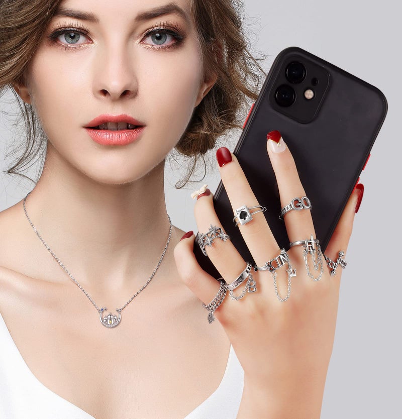 Tamhoo 16 PCS Cool Grunge Fidget Ring Set - Gifts for Women (Christmas, Birthday) - Aesthetic Mood Rings, Gothic Jewelry, Y2k, Vintage, Boho - Image 2