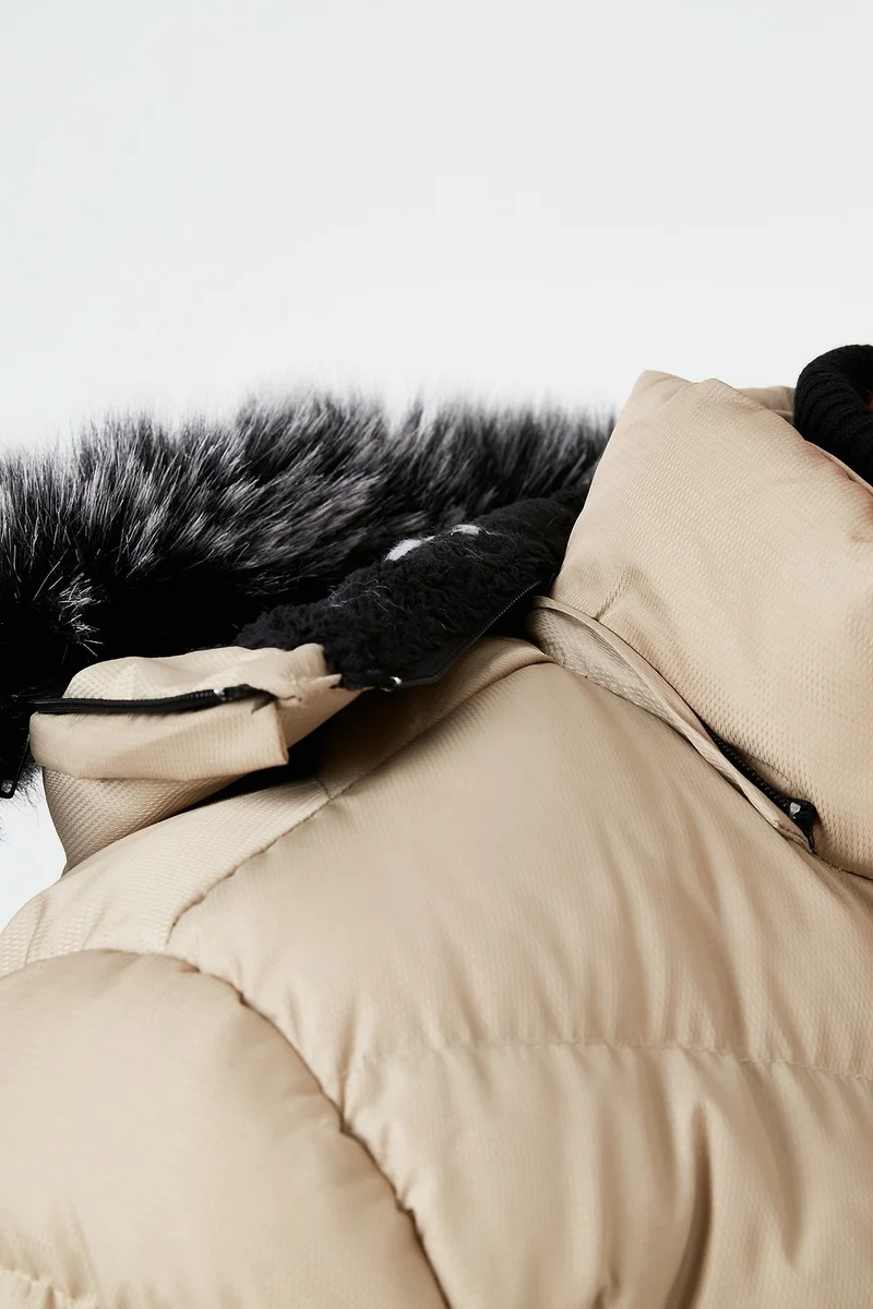 بوراتي Slim Fit Faux Fur Plush Lined Removable Hooded Inflatable Men's COAT 5761080 B