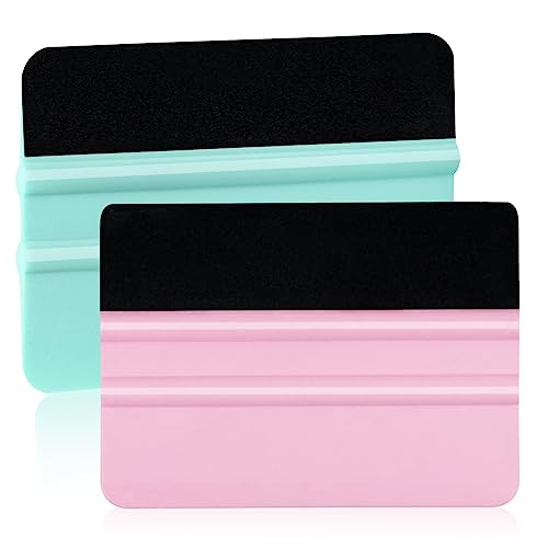 WRAPXPERT Vinyl Squeegee Tool, 2 Pack Felt Squeegee for Vinyl Application - Pink and Teal - Image 1