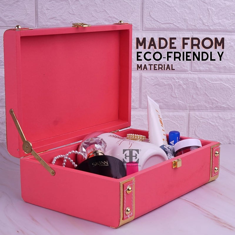 Each and Everything Each and Everything India Tradition Classic Rectangular Decorative Trunk Box 10x7x35 in for Gifting and Storage Red  - Image 2