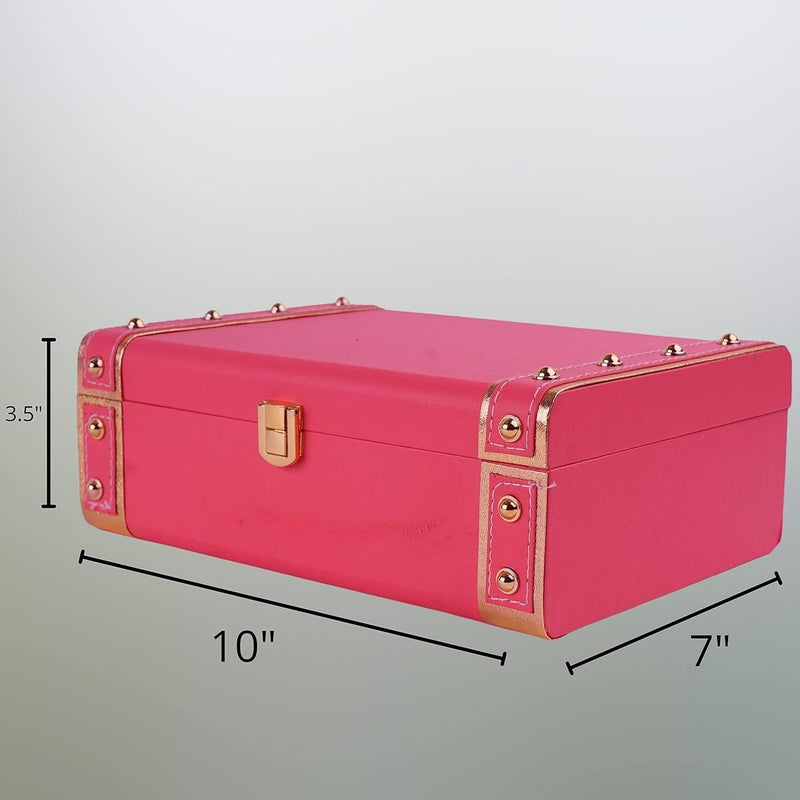 Each and Everything Each and Everything India Tradition Classic Rectangular Decorative Trunk Box 10x7x35 in for Gifting and Storage Red  - Image 5
