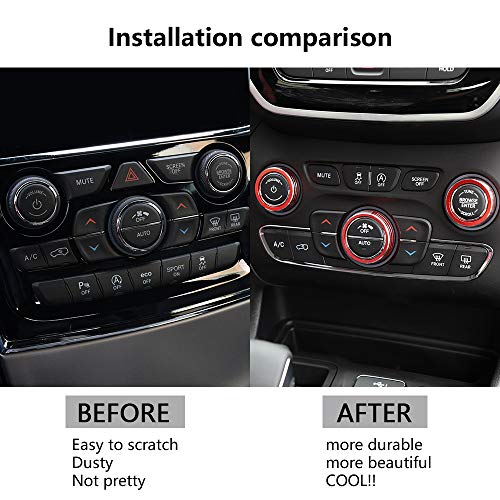 LECART Red AC Knob Covers Fit for Jeep Grand Cherokee/Cherokee 2014-2022 Car Decoration Accessories Auto Interior Volume Tune Knob Metal Decor Trims 3 Pcs - Image 2