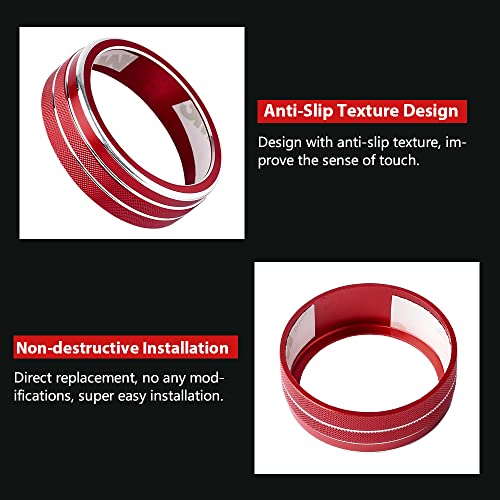 LECART Red AC Knob Covers Fit for Jeep Grand Cherokee/Cherokee 2014-2022 Car Decoration Accessories Auto Interior Volume Tune Knob Metal Decor Trims 3 Pcs - Image 4