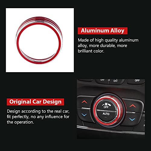 LECART Red AC Knob Covers Fit for Jeep Grand Cherokee/Cherokee 2014-2022 Car Decoration Accessories Auto Interior Volume Tune Knob Metal Decor Trims 3 Pcs - Image 3