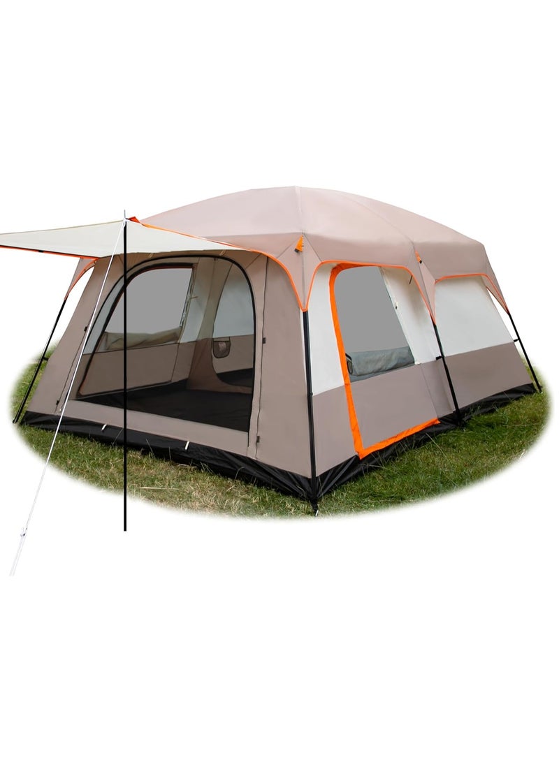 DubaiGallery خيمة عائلية كبيرة بغرفتين - خيمة مقاومة للماء - خيمة تخييم، مع أعمدة ألمنيوم، سهلة التركيب في الهواء الطلق، للمشي، والتخييم الفاخر خيمة تخييم خفيفة الوزن - Image 2