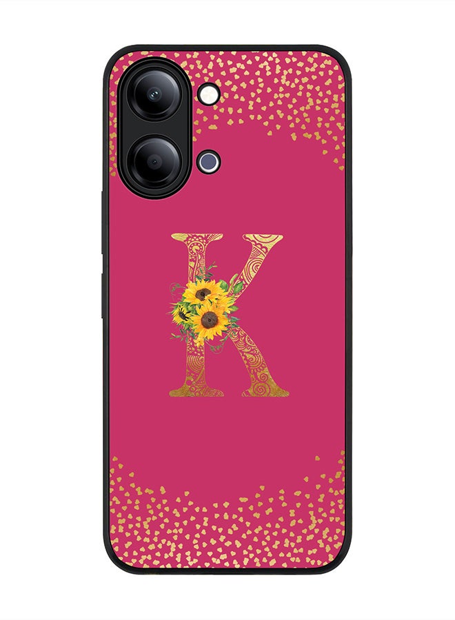 Stylizedd For vivo Y21 / Y11 Case,Slim fit Camera Protection, Shockproof Thin Phone cover  - Custom Floral Monogram - K ( Deep Pink ) - Image 1