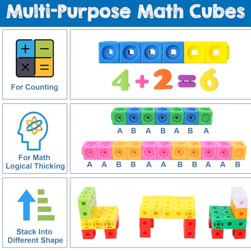 Poen 800 Pcs Linking Cubes for Math Counting Blocks Colorful Manipulatives Cubes Toy Connecting Blocks Education Learning Math Construction Toy for Kids Ages 48 Stem Activity - Image 5