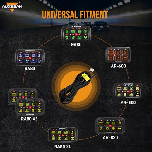 Auxbeam كابل تمديد أسلاك Auxbeam بطول 6.2م/20 قدم لوحدة التحكم في لوحة المفاتيح 8 Gang، كابل تمديد لوحة المفاتيح لوحدة BA80/GA80/RA80 XL/RA80 X2/AR-800 600 820، غير مناسب لـ BB80، GB80، BC60، GC60 - Image 4