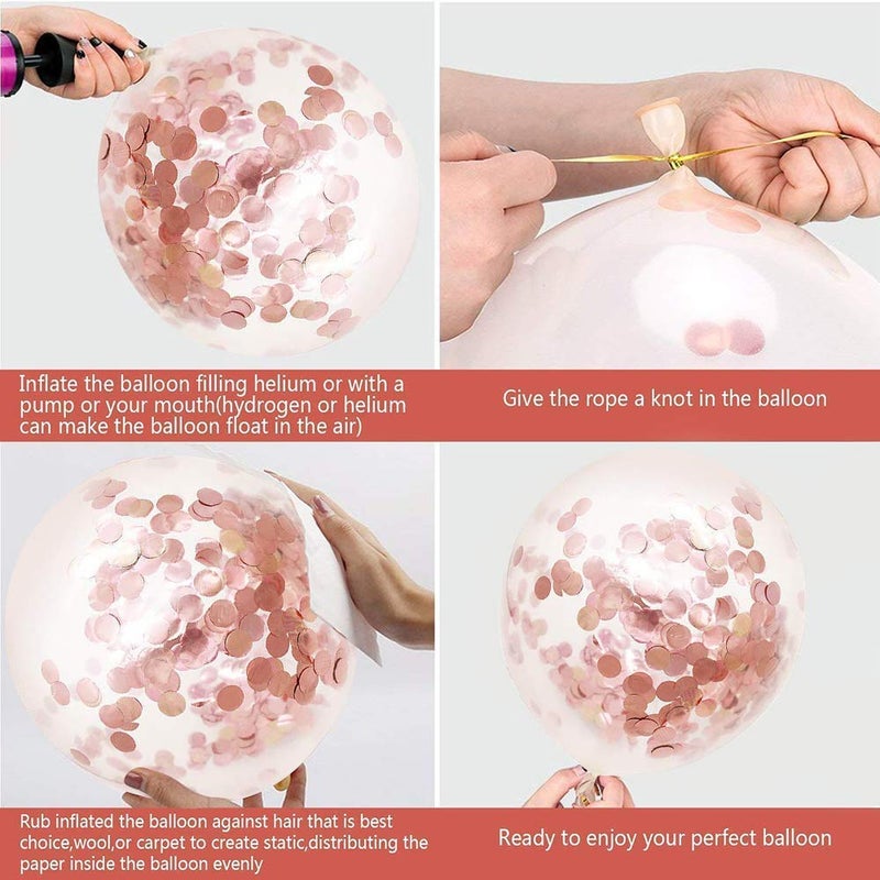 Party Propz Rose Gold Confetti Balloons - Set of 10 Pcs Rose Gold Balloons For Decoration | Confetti Balloons | Anniversary Decoration Items | Baby Shower Decorations (Latex) - Image 3