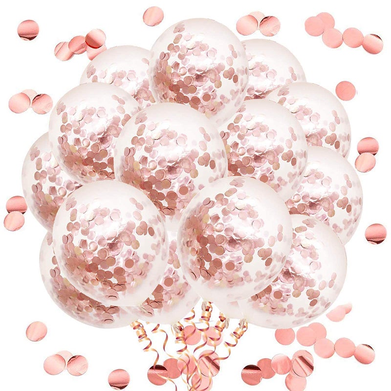 Party Propz Rose Gold Confetti Balloons - Set of 10 Pcs Rose Gold Balloons For Decoration | Confetti Balloons | Anniversary Decoration Items | Baby Shower Decorations (Latex) - Image 1