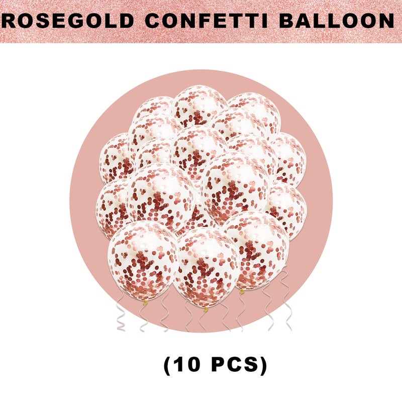 Party Propz Rose Gold Confetti Balloons - Set of 10 Pcs Rose Gold Balloons For Decoration | Confetti Balloons | Anniversary Decoration Items | Baby Shower Decorations (Latex) - Image 2