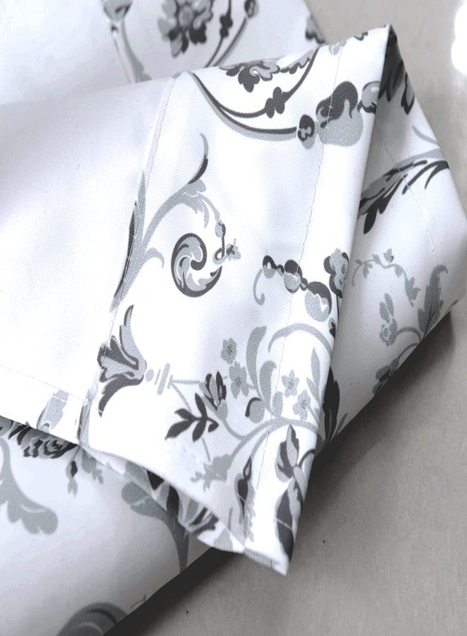 Annlaite Damask and Floral Pattern Window Curtain Floral Flower Window Curtain Valance for Living Room/Bedroom/Kitchen/Kids Rod Pocket 52 by 18 Inch Gray - Image 3